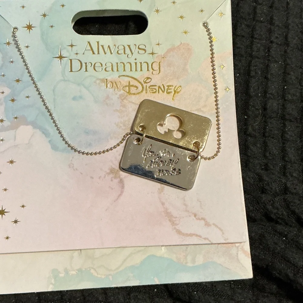 Disney Parks “Always Dreaming” necklace features a rectangle pendant BNWT - Picture 2 of 3